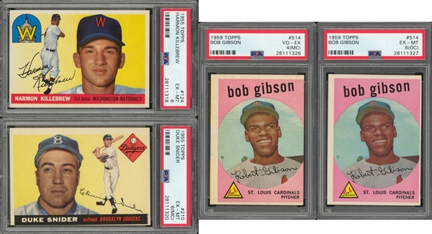1955-1959 Topps Hall of Famers PSA-Graded Collection (4) Including Killebrew, Snider and Gibson